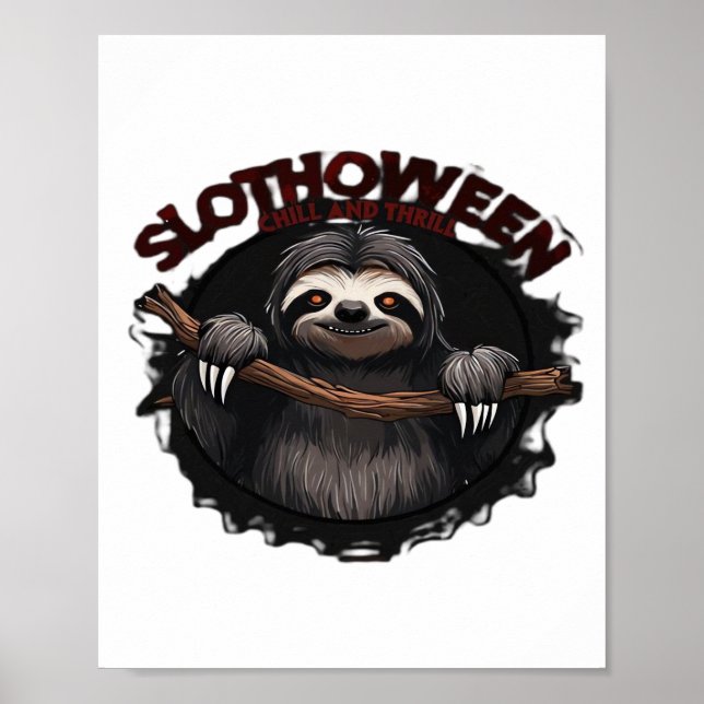 Slothoween Chill And Thrill - Creepy Sloth Classic Poster (Framsidan)