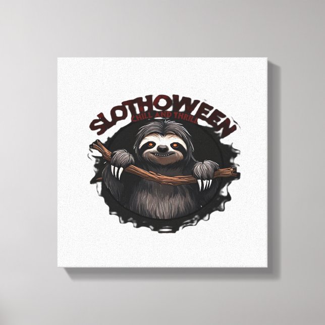 Slothoween Chill And Thrill - Kuslig Sloth Classic Canvastryck (Framsida)