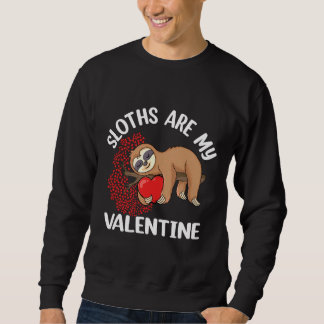 Sloths är min Valentine Lazy Sloth Holding Heart Lång Ärmad Tröja