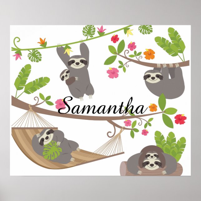 Sloths Custom Personalised Name Poster (Framsidan)