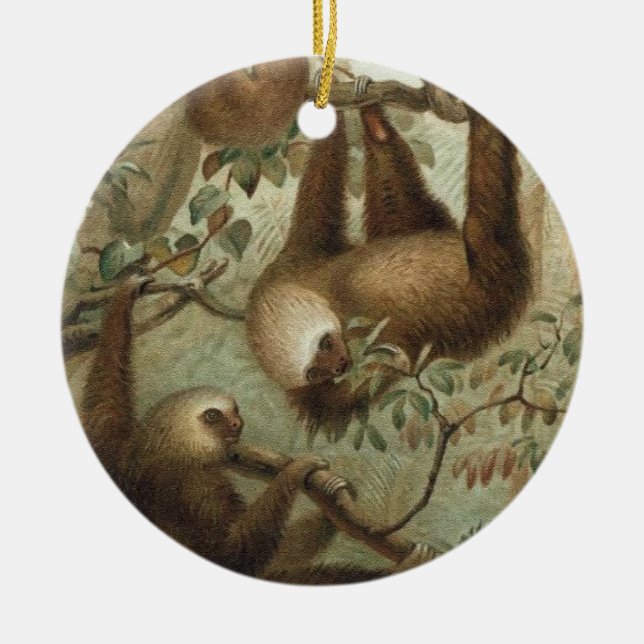 Sloths i träd julgransprydnad keramik (Framsidan)