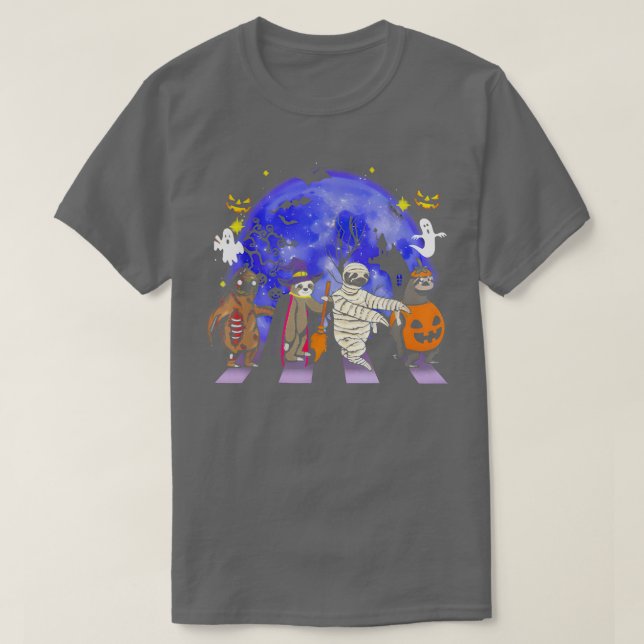 Sloths in Halloween Costumes Blue Måne Road Crossi T Shirt (Design framsida)