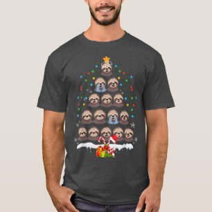 Sloths Julgran Ljus Cute Santa Hat Älskare T Shirt