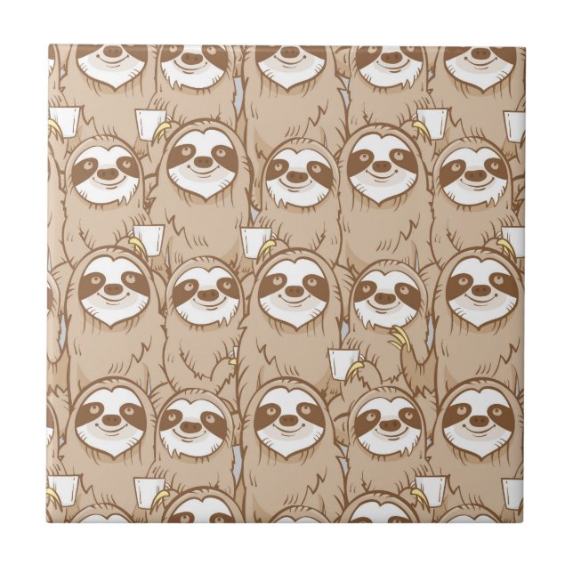 Sloths & kaffemönster kakelplatta (Framsidan)