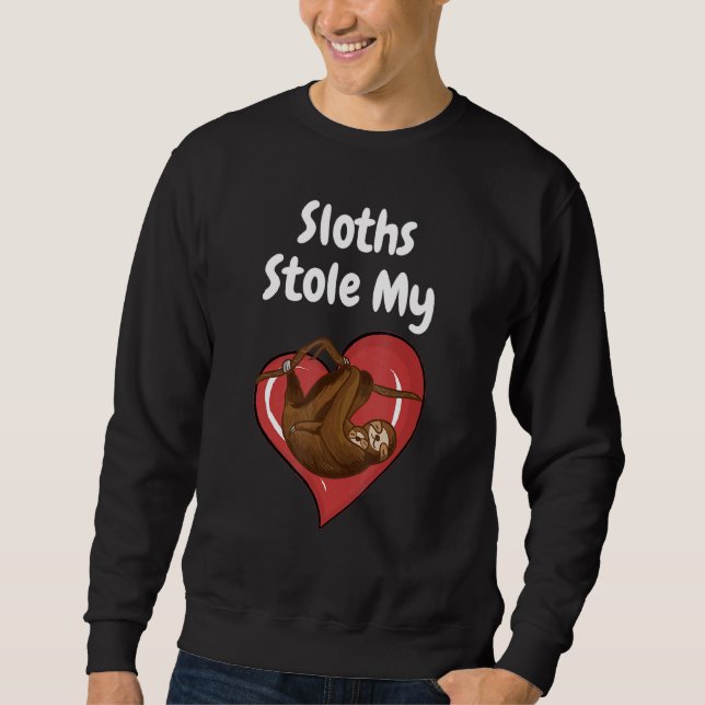 Sloths lagrar mitt hjärta - design för långsamma o lång ärmad tröja (Framsida)