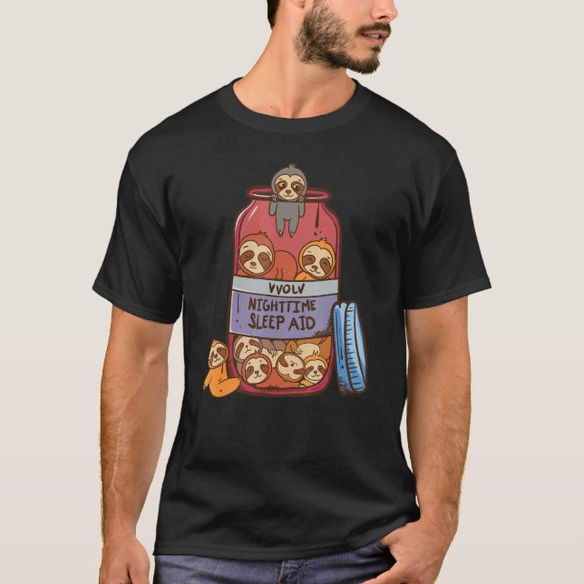 Sloths Natt Sömnstöd Sloth T Shirt (Framsida)