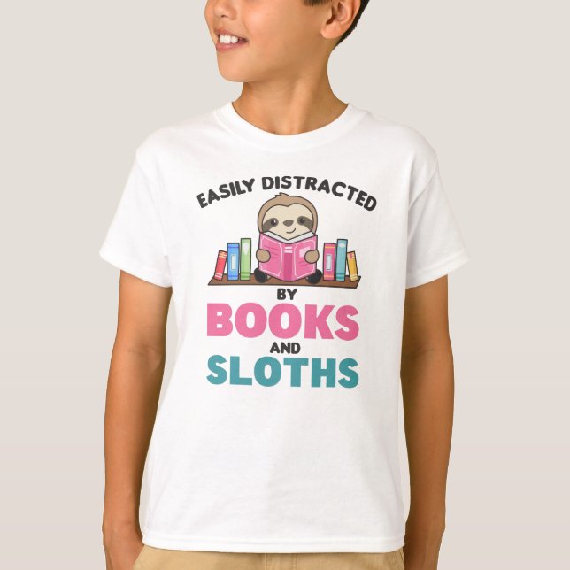 Sloths och Bokar, roligt att säga med Bok T Shirt (Framsida)