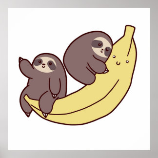 Sloths och Giant Banana Poster