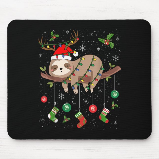 Sloths Xmas Lighting Reindeer Santa Hat Sloth Chri Musmatta (Framsidan)