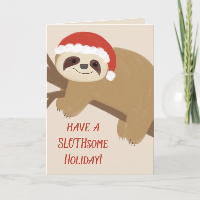 Slothsome Helgdag Sloth God Jul-gratulationskort Kort (Framsida)