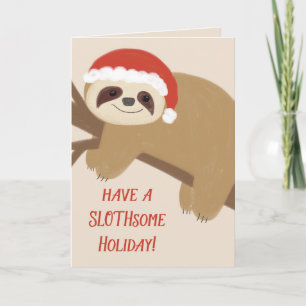 Slothsome Helgdag Sloth God Jul-gratulationskort Kort