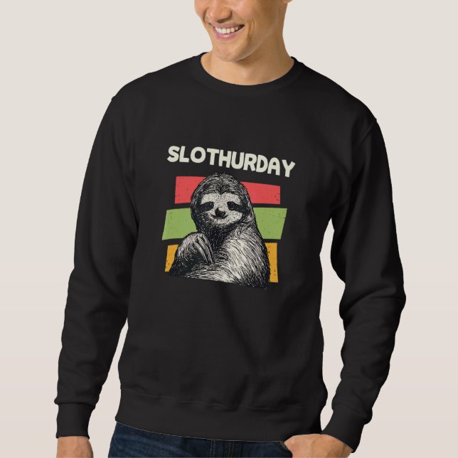 Slothurday Lazy Sloth Inactive Sloth Office Cowork Lång Ärmad Tröja (Framsida)