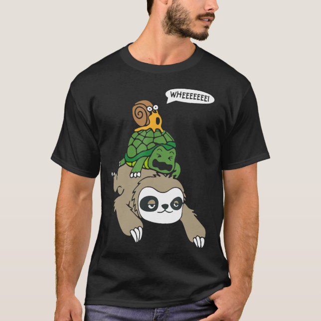 Slothurtle Snail Piggyback Animal Running boy T Shirt (Framsida)