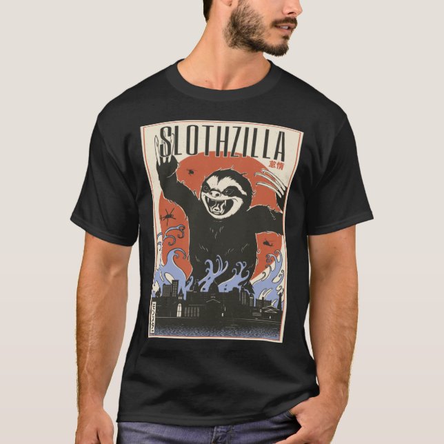 Slothzilla Japanese Sloth Giant Monster Sloth T Shirt (Framsida)