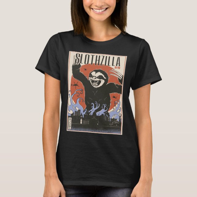 Slothzilla Sloth Asia Monster T Shirt (Framsida)