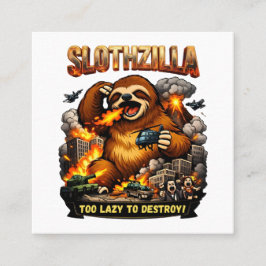 Slothzilla Too Lazy to Destroy,Funny Kaiju Monster Fyrkantigt Visitkort