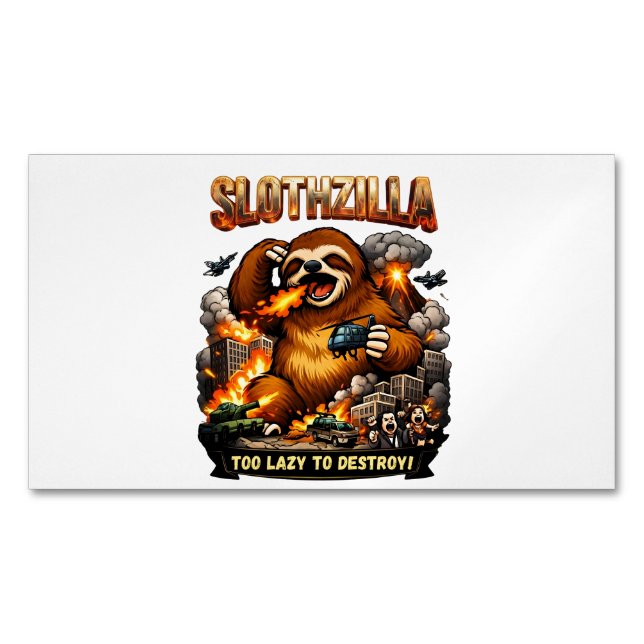 Slothzilla Too Lazy to Destroy,Funny Kaiju Monster Magnetiska Visitkort (Framsida)