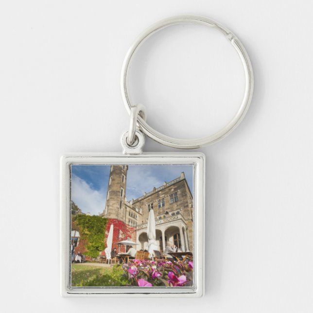 Slott Eckberg Castle, Tyskland Fyrkantig Silverfärgad Nyckelring (Framsidan)