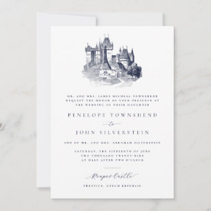 Slott Elegant Illustration Formell Bröllop Inbjudningar