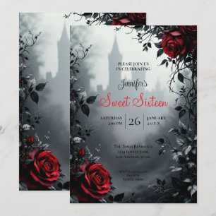 Slott Floral Gothic Sweet 16 Inbjudningar