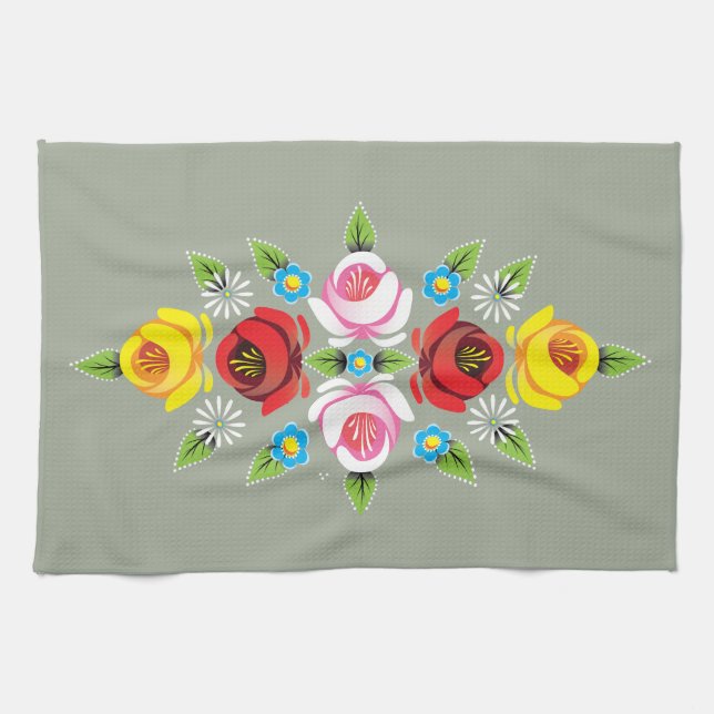 Slott - Folk konst för traditionell kanal Kökshandduk (Horisontell)