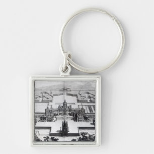 Slott Howard, från 'Vitruvius Britannicus Fyrkantig Silverfärgad Nyckelring