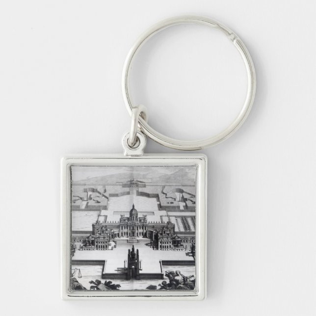 Slott Howard, från 'Vitruvius Britannicus Fyrkantig Silverfärgad Nyckelring (Framsidan)