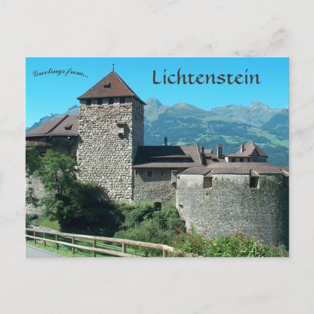 slott i Vaduz i Liechtenstein Vykort (Framsida)