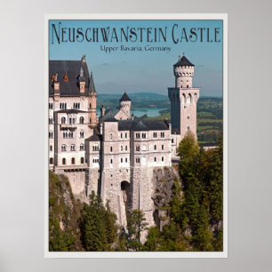 Slott Neuschwanstein från Marienbrücke - engelska Poster