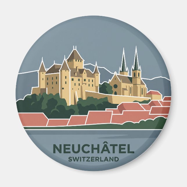 Slott och kollegiatkyrka Schweiz Magnet (Framsidan)