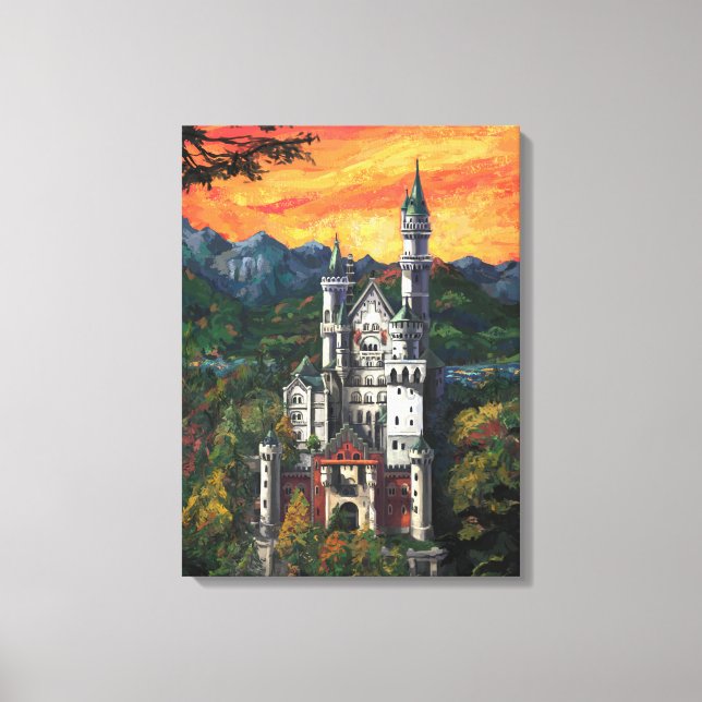 Slott Schloss Neuschwanstein Canvastryck (Framsida)