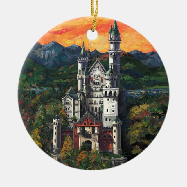 Slott Schloss Neuschwanstein Julgransprydnad Keramik (Framsidan)