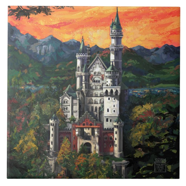 Slott Schloss Neuschwanstein Kakelplatta (Framsidan)