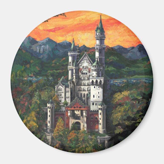 Slott Schloss Neuschwanstein Magnet (Framsidan)