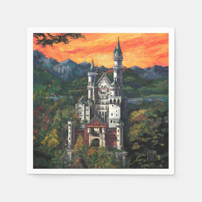 Slott Schloss Neuschwanstein Pappersservett (Framsidan)
