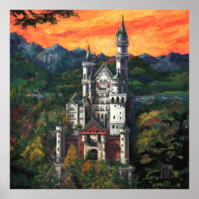 Slott Schloss Neuschwanstein Poster (Framsidan)