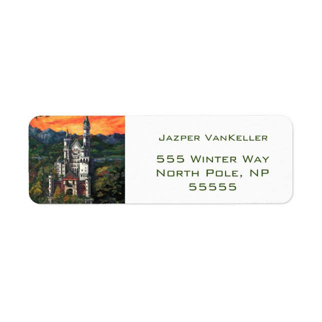 Slott Schloss Neuschwanstein Returadress Etikett (Framsidan)