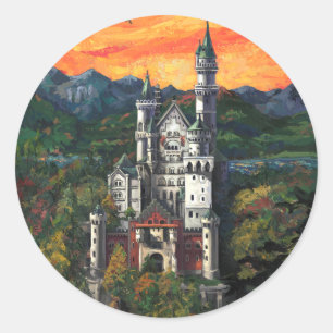 Slott Schloss Neuschwanstein Runt Klistermärke