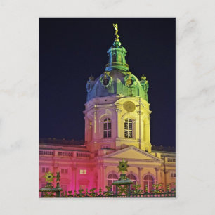 slottcharlottenburg berlin tysklant upplyst vykort
