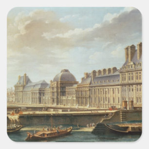 Slotten och trädgården av Tuileriesen, 1757 Fyrkantigt Klistermärke