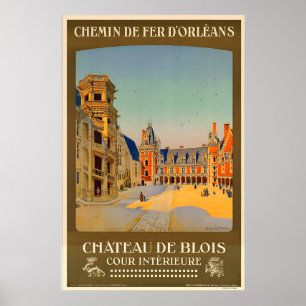 Slottet Blois Frankrike Vintage Resa Affisch