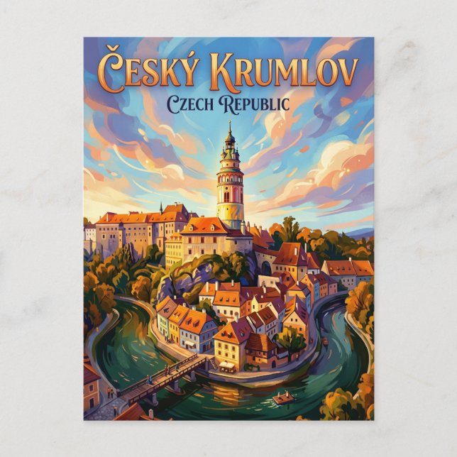 Slottet Cesky Krumlov Tjeckien Vykort (Framsida)
