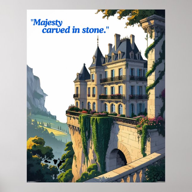 "Slottet Château – Elegant palatslinjekonst Poster (Framsidan)