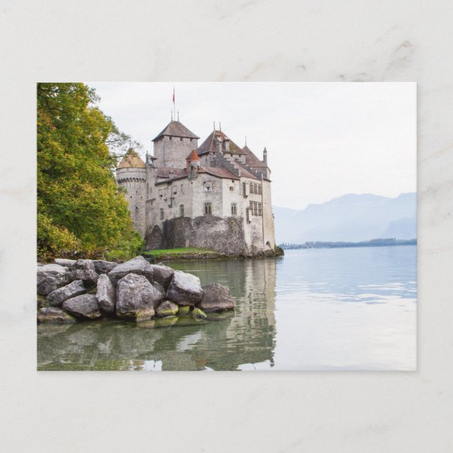 Slottet Chillon Schweiz vykort (Framsida)