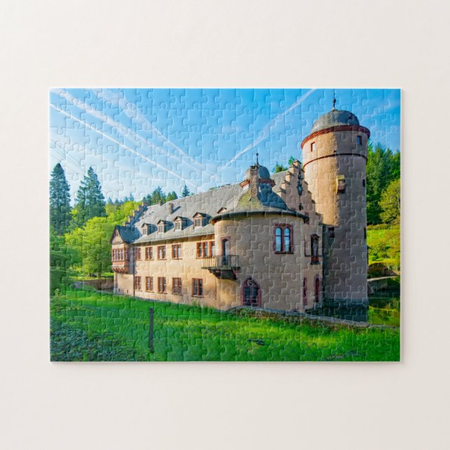 Slottet Mespelbrunn Bayern Tyskland. Pussel (Horisontell)