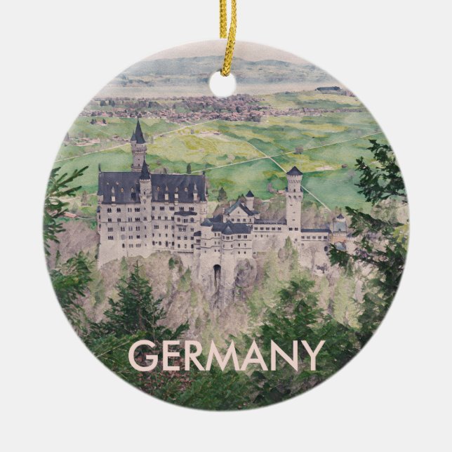 Slottet Neuschwanstein i Tyskland Julgransprydnad Keramik (Framsidan)