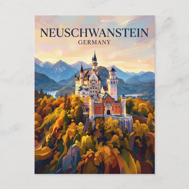 Slottet Neuschwanstein Tyskland Vykort (Framsida)
