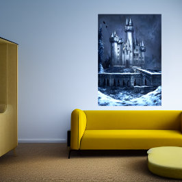 slottet på vintern snö | AI Art Poster
