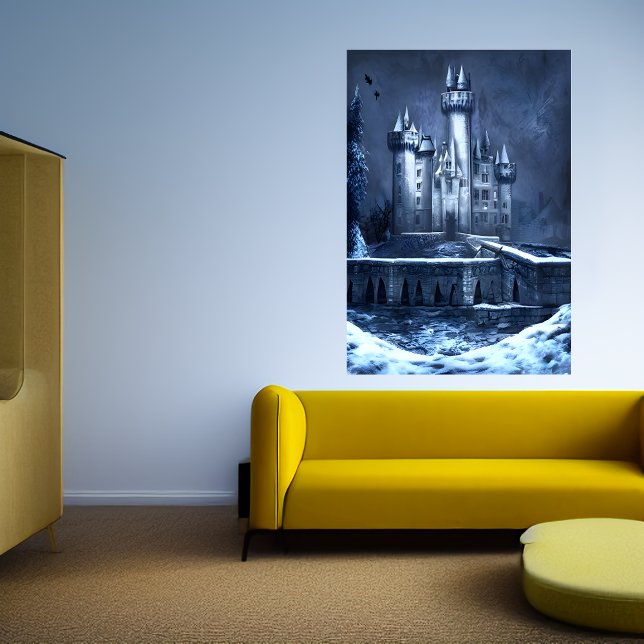slottet på vintern snö | AI Art Poster (Skapare uppladdad)