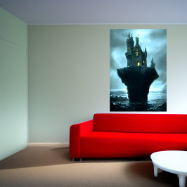 slottet, sten, havet | AI Art Poster